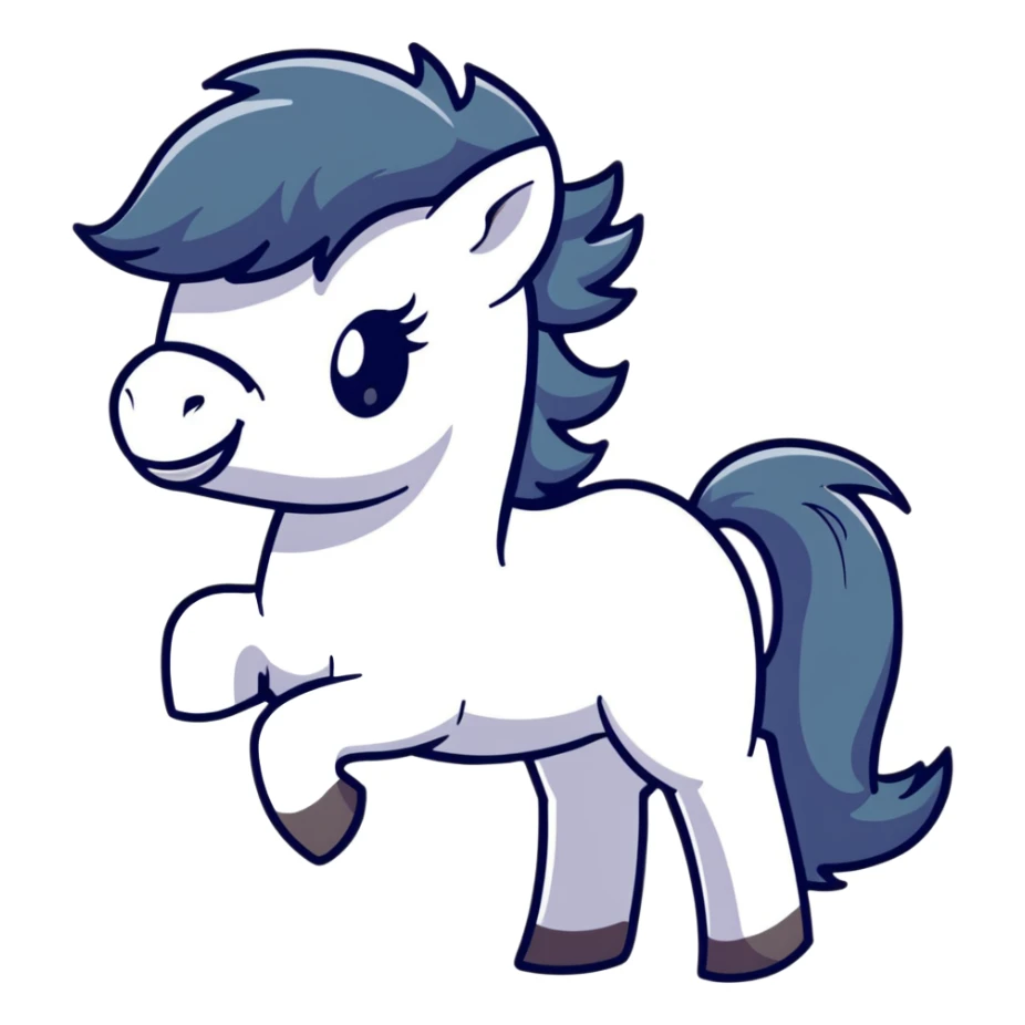 eager pony with hair blowing in the wind sticker