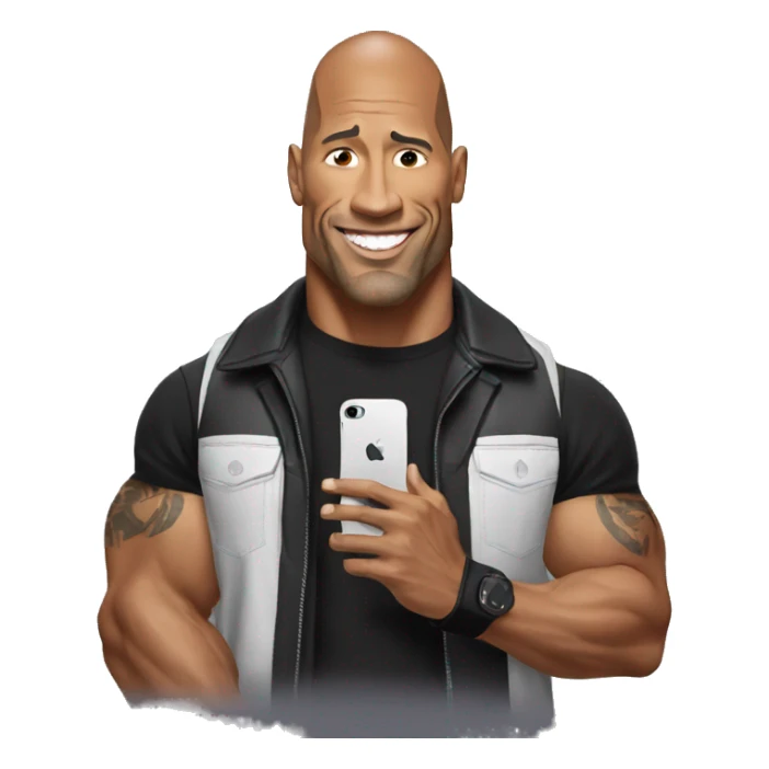 the rock holding an iphone sticker