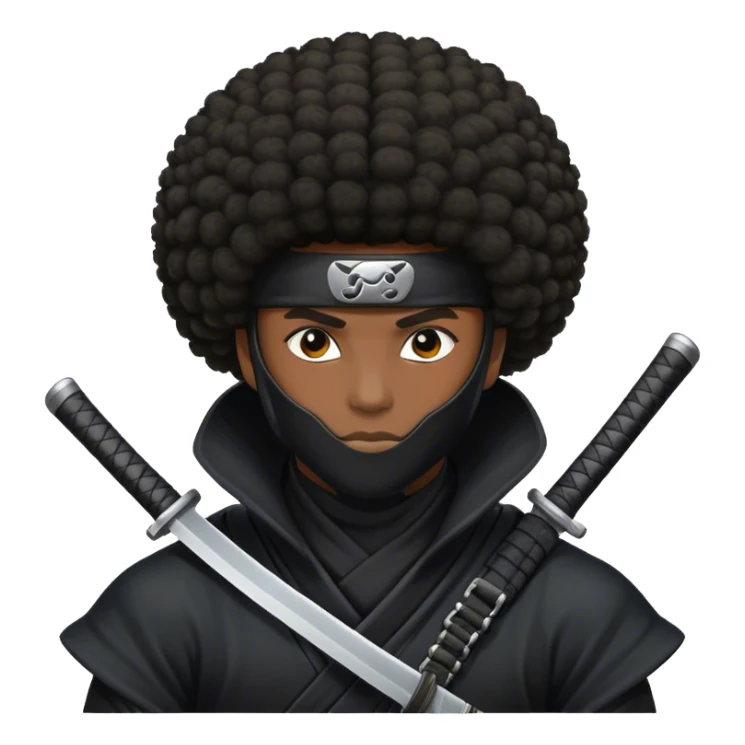 a ninja with an afro hair style and his black skined sticker