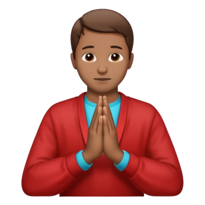 Brown praying hands emoji but with red sleeves instead of blue   sticker