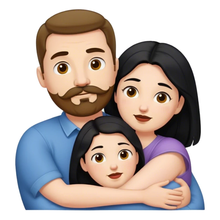 Couple, Tall strong white man with brown mustache goatee hugging a chubby short pale woman with long black hair sticker