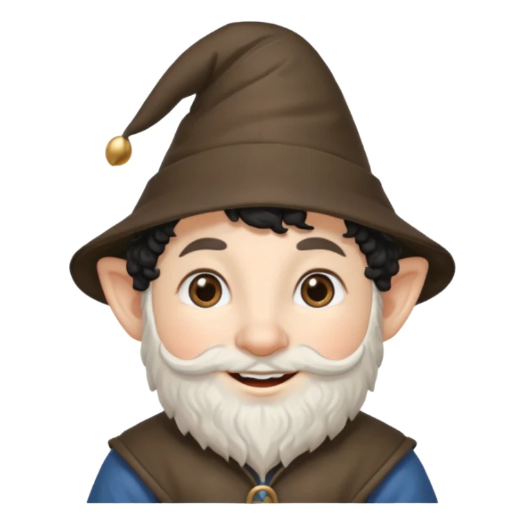 Gnomo con capelli ricci corti neri  occhi marroni e cappello a punta sticker