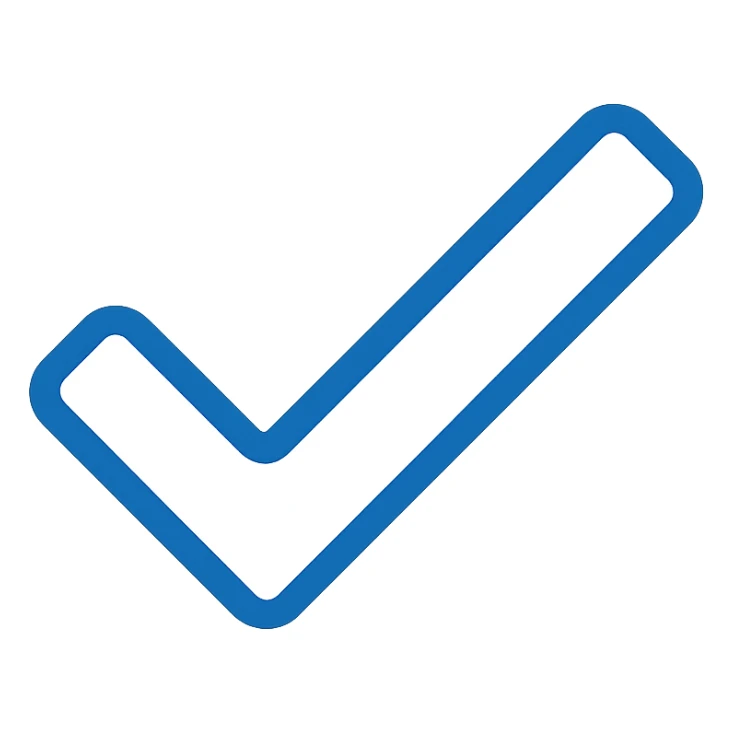Change the checkmark to white while keeping the blue outline in a simple modern color outline style with no background. sticker