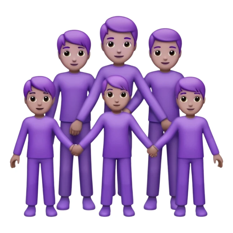 purple group no eyes no nose holding hands sticker