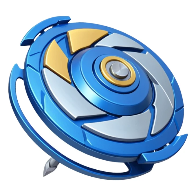 A blue Beyblade with 3 pointed blades like Victory Valtryek sticker