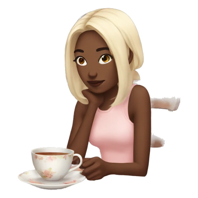 aesthetic girl chilling with her tea  sticker