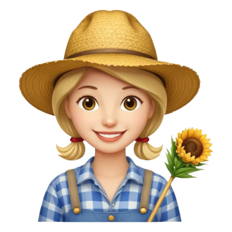 farmer woman with straw hat sticker