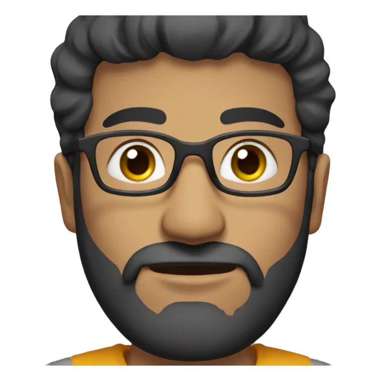 Middle Eastern man wearing t-shirt, black short hair, beard and glasses sticker