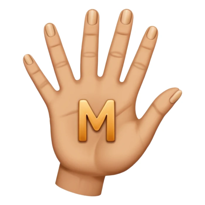 Create downwards facing hand gesture fingers shaped in letter M sticker