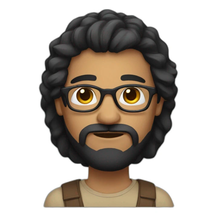Face only black hair Indian with glasses and beard sticker