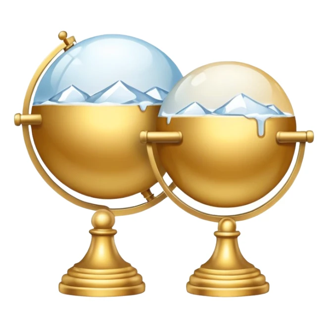 Gold ice globes with a white handles that are over lapping each other sticker