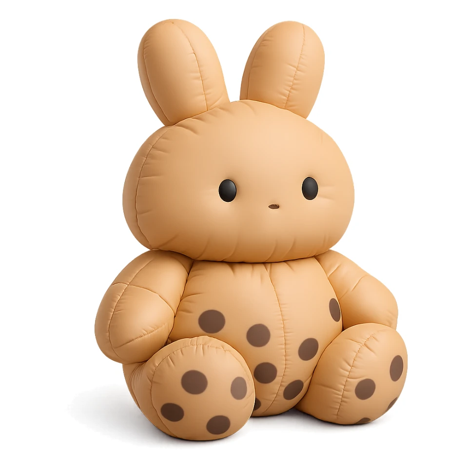 full-body milk tea bunny sitting still with blank stare sticker