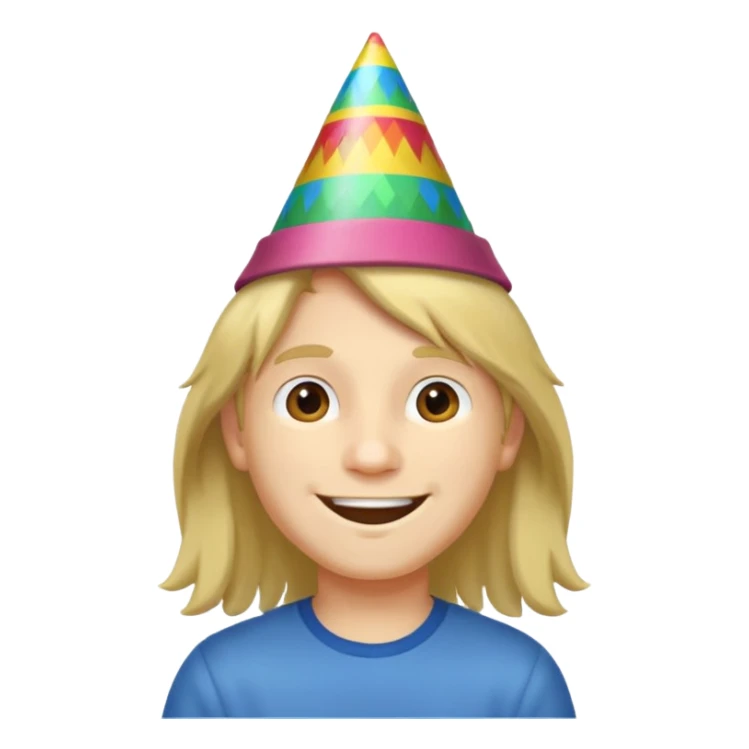 party hatted boy with long hair sticker