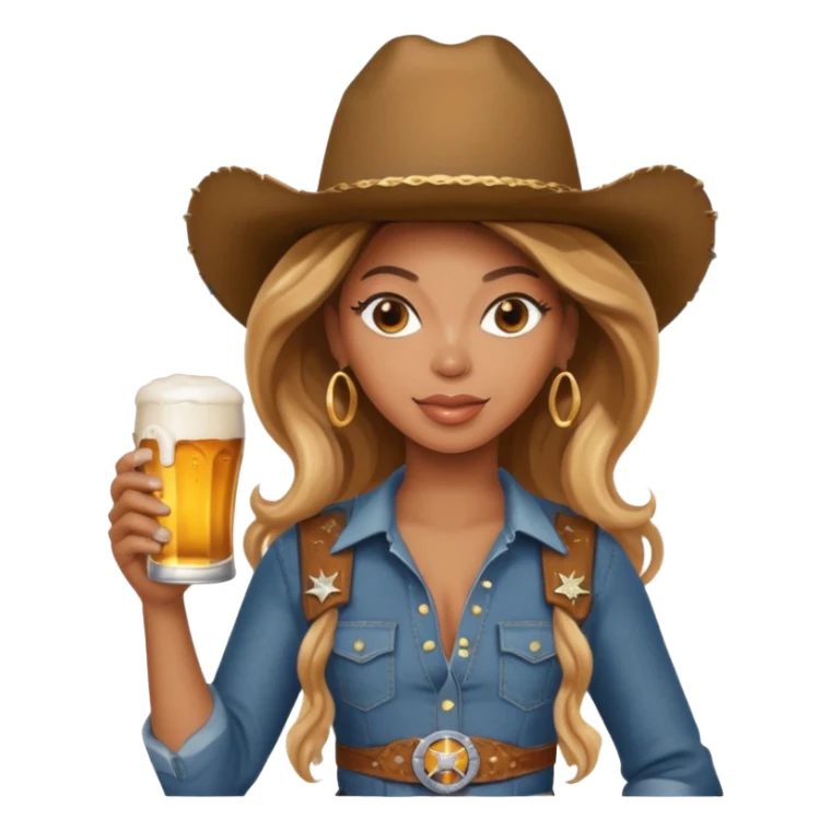 beyonce with cowboy hat on & beer in hand  sticker