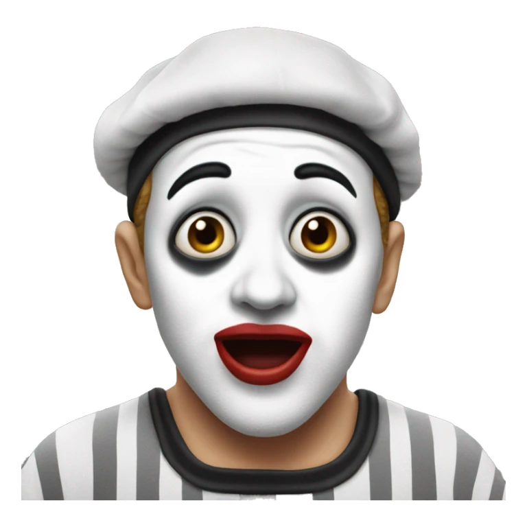 photorealistic The French Mime is in shock sticker