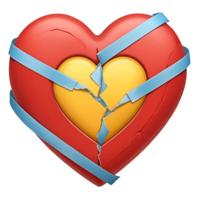 Heart held together by tape, tape snapping sticker