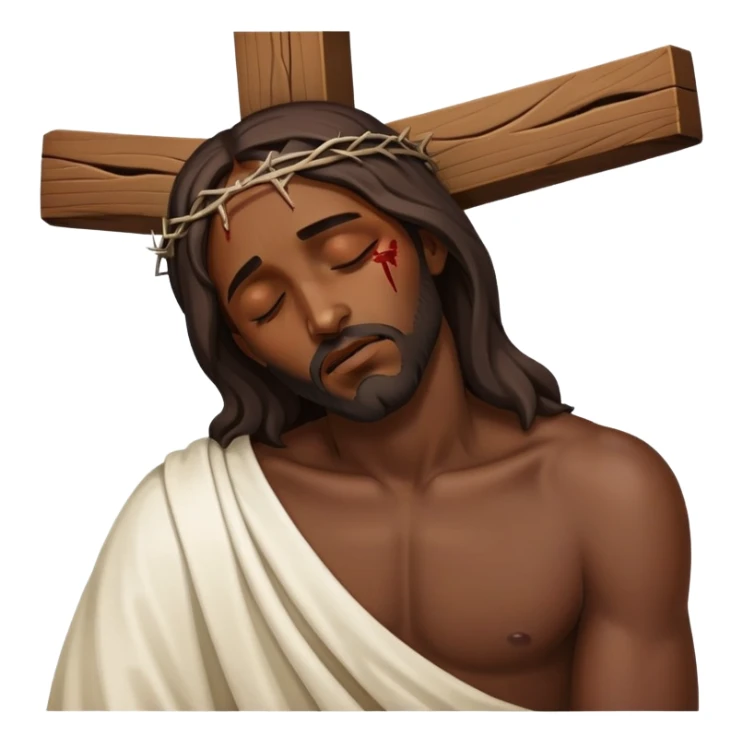 Dark skin Jesus with injured sleep on the cross sticker