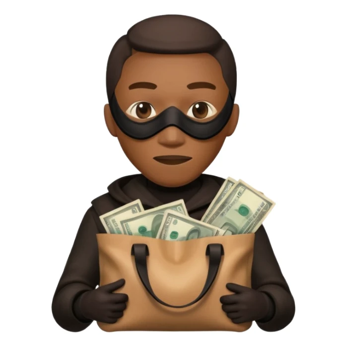 Ladrão com saco de dinheiro emoji eveito Mandela sticker