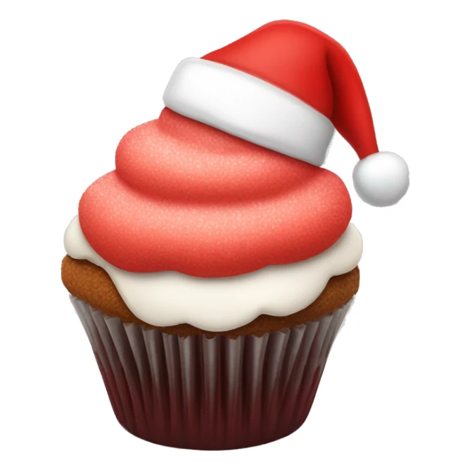 Red cupcake with Santa hat frosting sticker