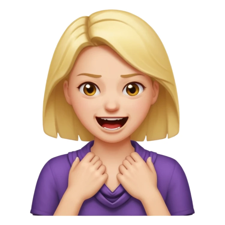 girl holding hands in neck angry and laughing sticker