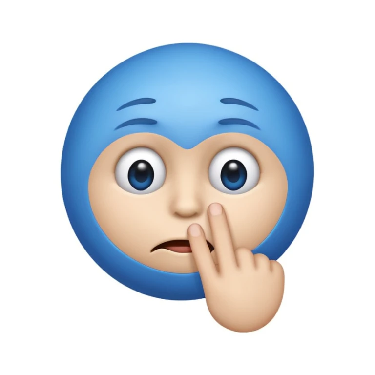 Blue ball emoji showing shut up finger on lips in attitude manners  sticker