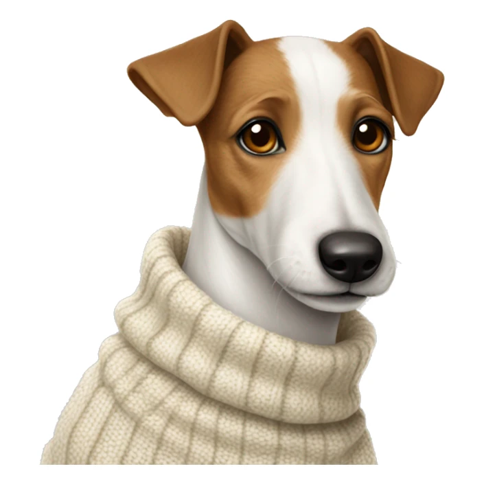 Old Smooth Fox Terrier white brown wearing a sweater sticker