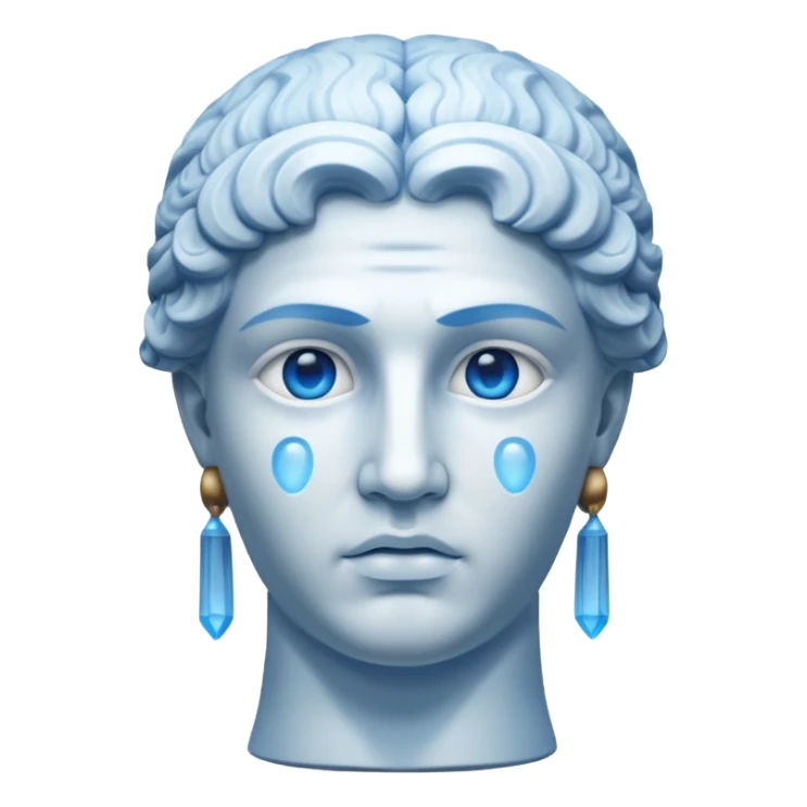 ancient greece marble sculpture head with a blue aura around the background of it sticker