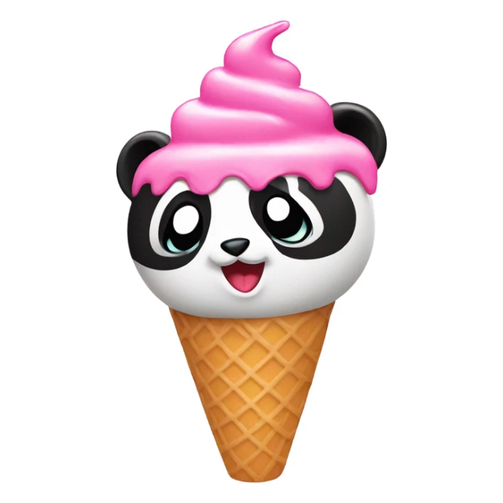 A pink Panda eating ice cream sticker