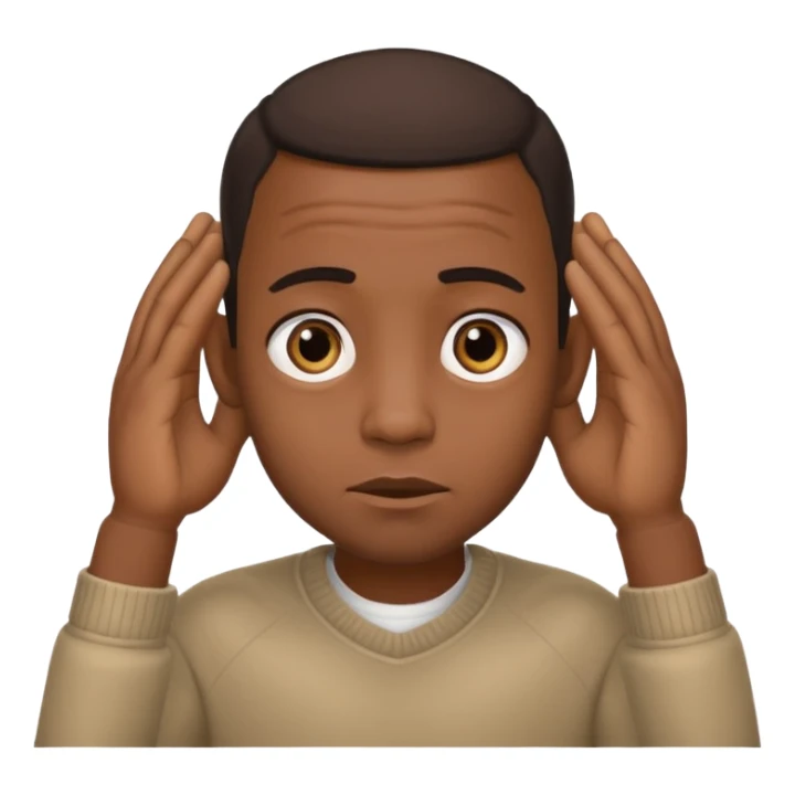 Black man with big eyes and big hands covering his ears sticker