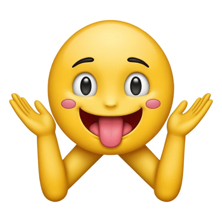 emoji with tongue out and hands to the side sticker