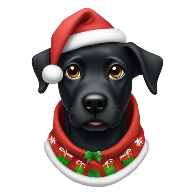 black dog wearing a christmas hoodie sticker