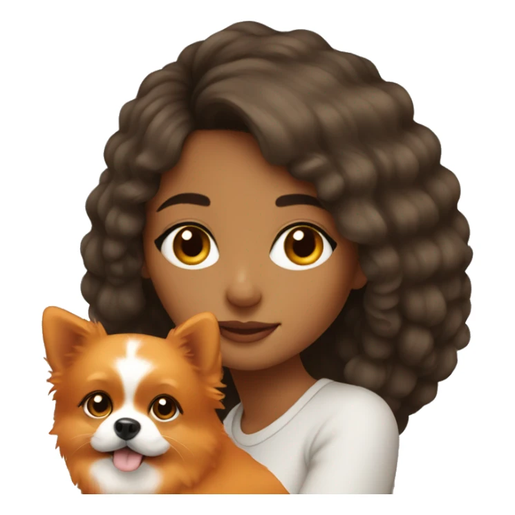 Young Latina girl with orange Pomeranian sticker