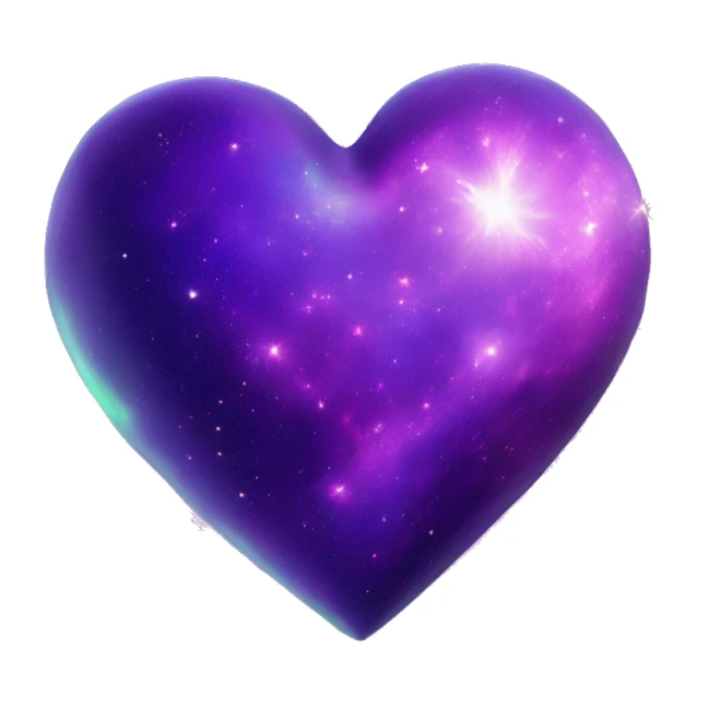 green and purple galaxy heart sticker