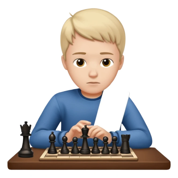 a boy that plays chess on his phone at english lesson sticker