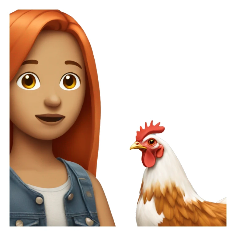 red hair teenager with a chicken sticker