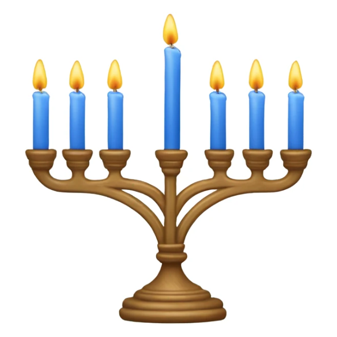 Eight candle menorah with blue Star of David in center sticker
