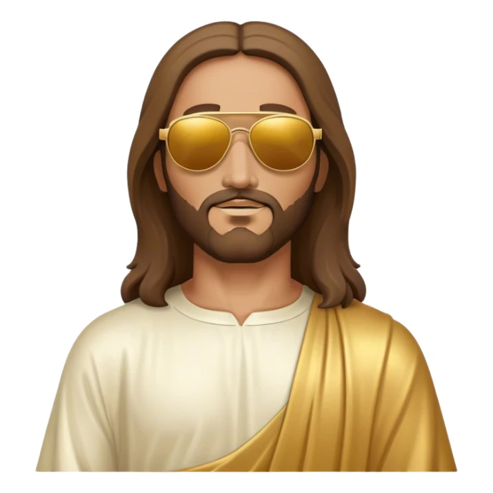 Rejoicing golden jesus figure sunglases sticker