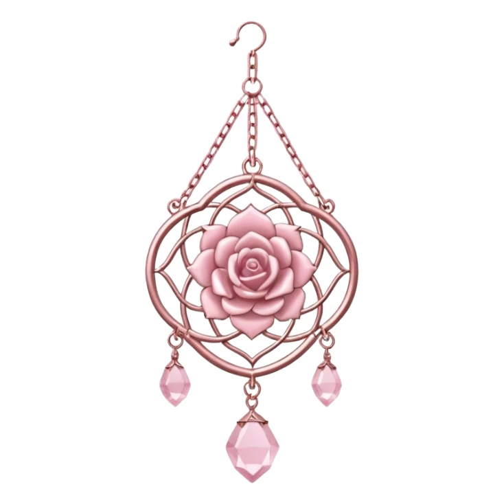 Rose-pink-metal-chained rose-quartz-crystallic romantic delicate fine pretty suncatcher  sticker