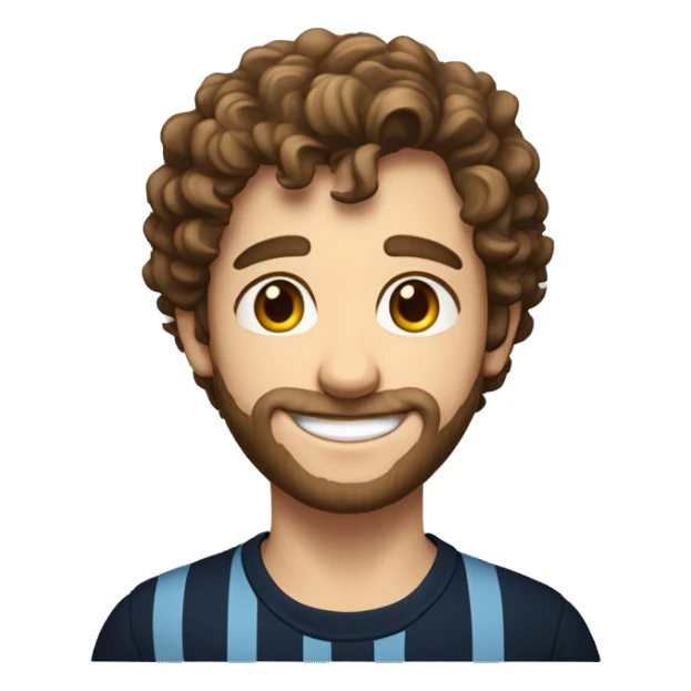 young man with short, curly brown hair and a trimmed beard. He has blue eyes and a fair complexion. He is smiling softly and is wearing a dark shirt with the logo of "Stripe" on it sticker