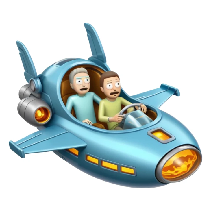 Hot wheel Rick and Morty flying in spaceship to citadel  sticker