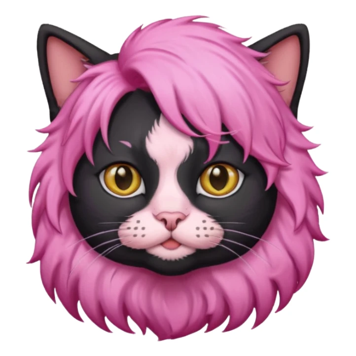 Black cat wearing a male pink hair wig sticker