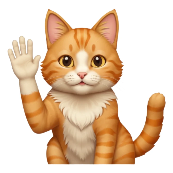 The cat says hello and waves his paw sticker