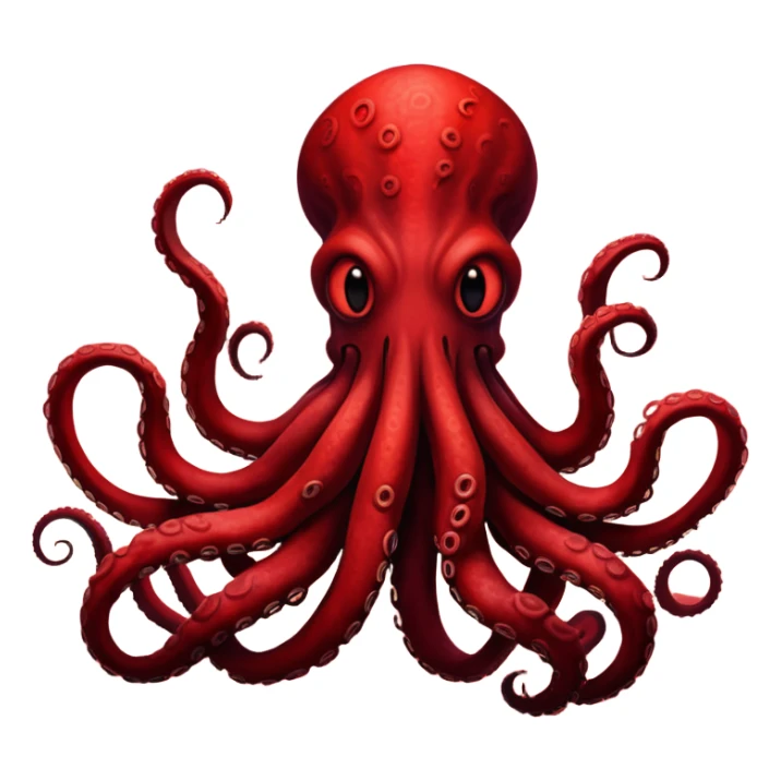Shadowy tentacle creature in front of a bright red cloudy sky sticker
