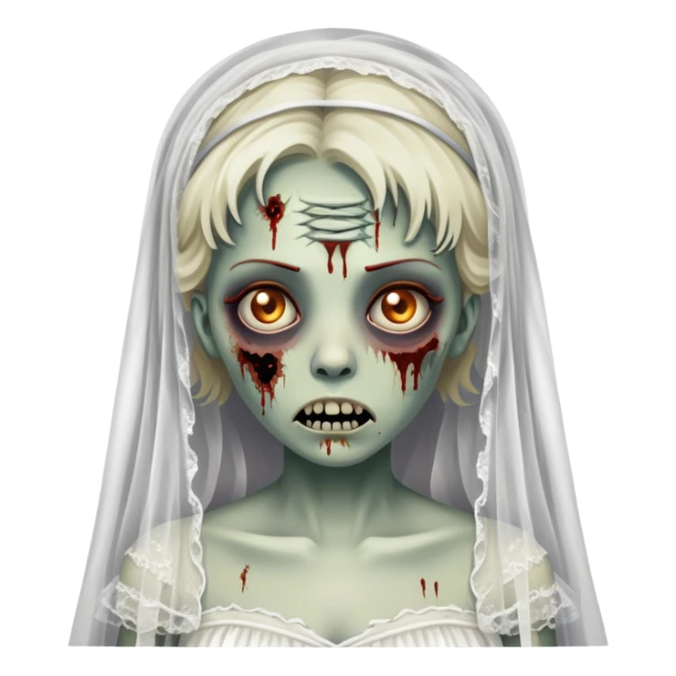 zombie bride with wedding veil and tattered white dress sticker