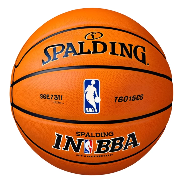 Minimalist basketball with Spalding and NBA logos, orange with black lines sticker