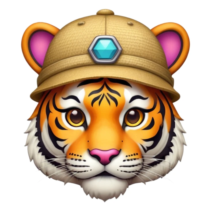 tiger face wearing stylish hat for Twitch emote sticker
