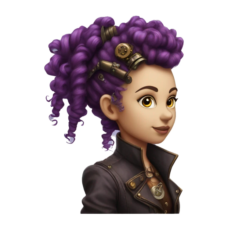 Photorealistic steampunk profile mohawkpurple  curl Caucasia girl sticker