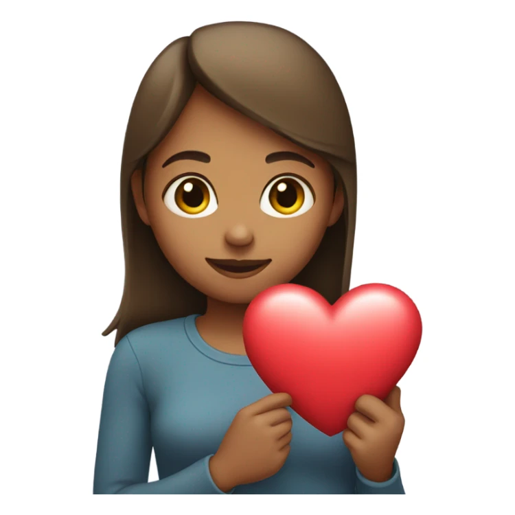Girl holding a heart at her chest sticker