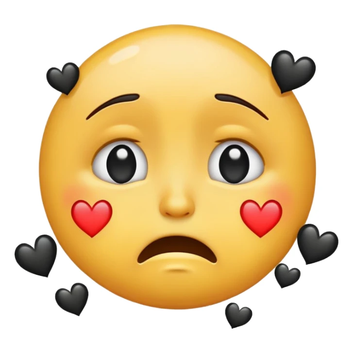 Emoji qui pleure avec des coeur noir  sticker