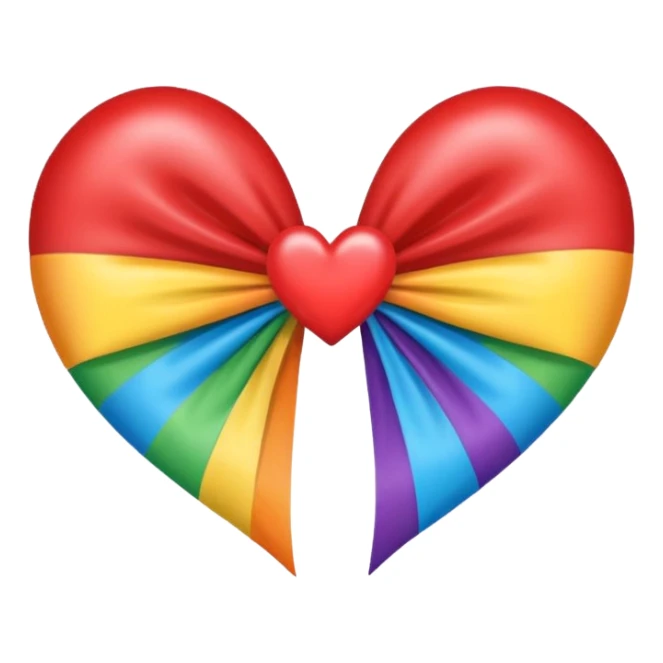 heart with a rainbow bridge, rainbow bow with heart pattern on the bow, apple emoji style sticker